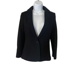 Jigsaw Wool Blazer Black Single Button Fitted‎ Career Jacket Blazer Size 8